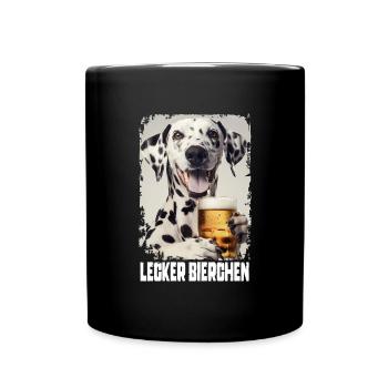 Lecker Bierchen Dalmatiner - Tasse einfarbig - Schwarz - Vorne