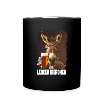 Lecker Bierchen Esel - Tasse einfarbig - Schwarz - Vorne