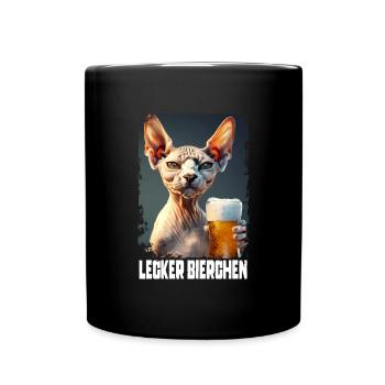 Lecker Bierchen Sphynx - Tasse einfarbig - Schwarz - Vorne