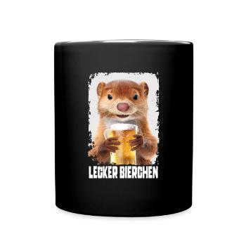 Lecker Bierchen Weasel - Tasse einfarbig - Schwarz - Vorne