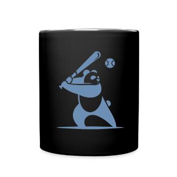 Minimalistische Panda-Baseball-Silhouette - Tasse einfarbig - Schwarz - Vorne