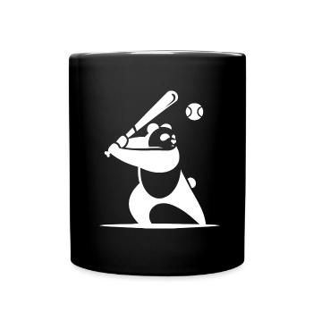 Minimalistische Panda-Baseball-Silhouette - Tasse einfarbig - Schwarz - Vorne