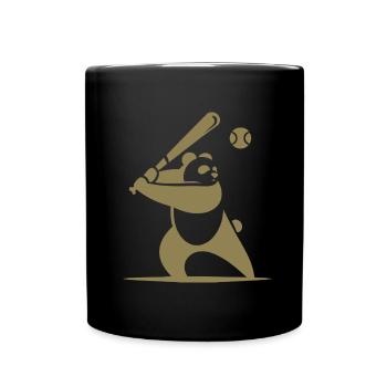 Minimalistische Panda-Baseball-Silhouette - Tasse einfarbig - Schwarz - Vorne