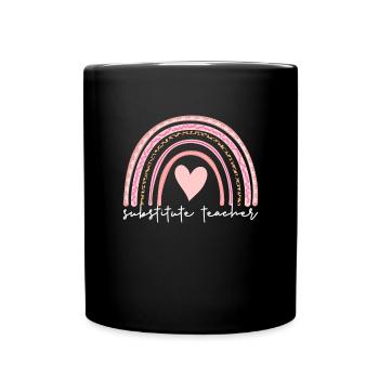 Vertretungslehrer Boho Rainbow Zurück zur Schule - Tasse einfarbig - Schwarz - Vorne