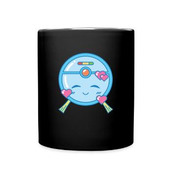 Liebenswerter Saugroboter Kawaii - Tasse einfarbig - Schwarz - Vorne