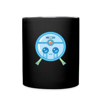 Trauriger Saugroboter Staubsauger Kawaii - Tasse einfarbig - Schwarz - Vorne