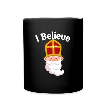 Sinterklaas Ich glaube an niederländische Weihnach - Tasse einfarbig - Schwarz - Vorne