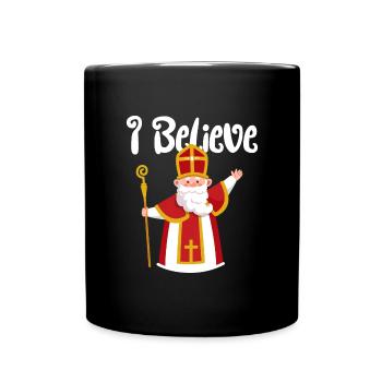 Sinterklaas Ich glaube an niederländische Weihnach - Tasse einfarbig - Schwarz - Vorne