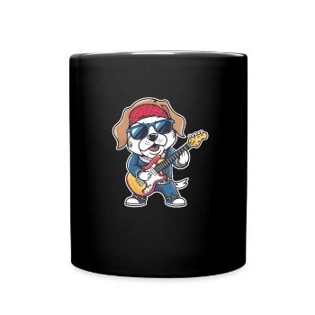 Faultier spielt Gitarre Geschenk - Tasse einfarbig - Schwarz - Vorne