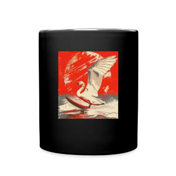 Surfing Artist Water Sports Popart Swan surfer - Full Colour Mug - black - Front