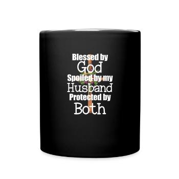 Von Gott gesegnet, von meinem Mann verwöhnt und be - Tasse einfarbig - Schwarz - Vorne
