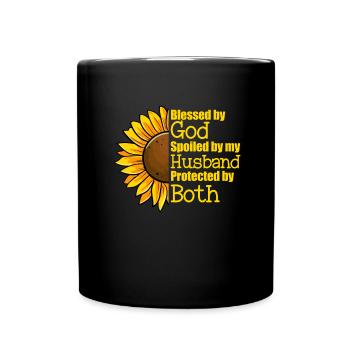 Von Gott gesegnet, von meinem Mann verwöhnt und be - Tasse einfarbig - Schwarz - Vorne
