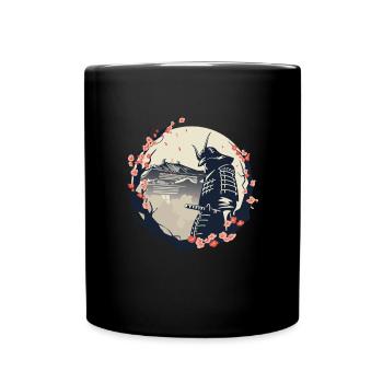 Samouraï Cerisier Fleurs Japon Japonais - Mug uni - noir - Devant