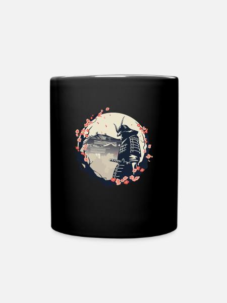Samurai Kirschblüten Japan Japanisch - Tasse einfarbig - Schwarz