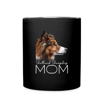Shetland Sheepdog Mama - Tasse einfarbig - Schwarz - Vorne