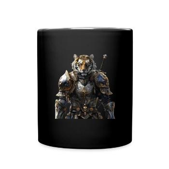 Tiger Ritter Mittelalter - Tasse einfarbig - Schwarz - Vorne