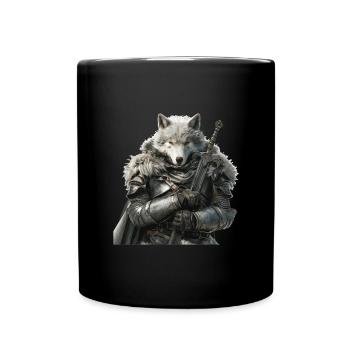 Wolf Ritter Mittelalter - Tasse einfarbig - Schwarz - Vorne