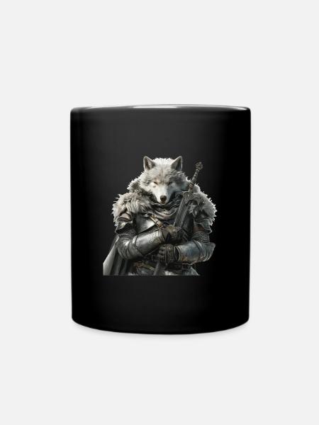 Wolf Ritter Mittelalter - Tasse einfarbig - Schwarz