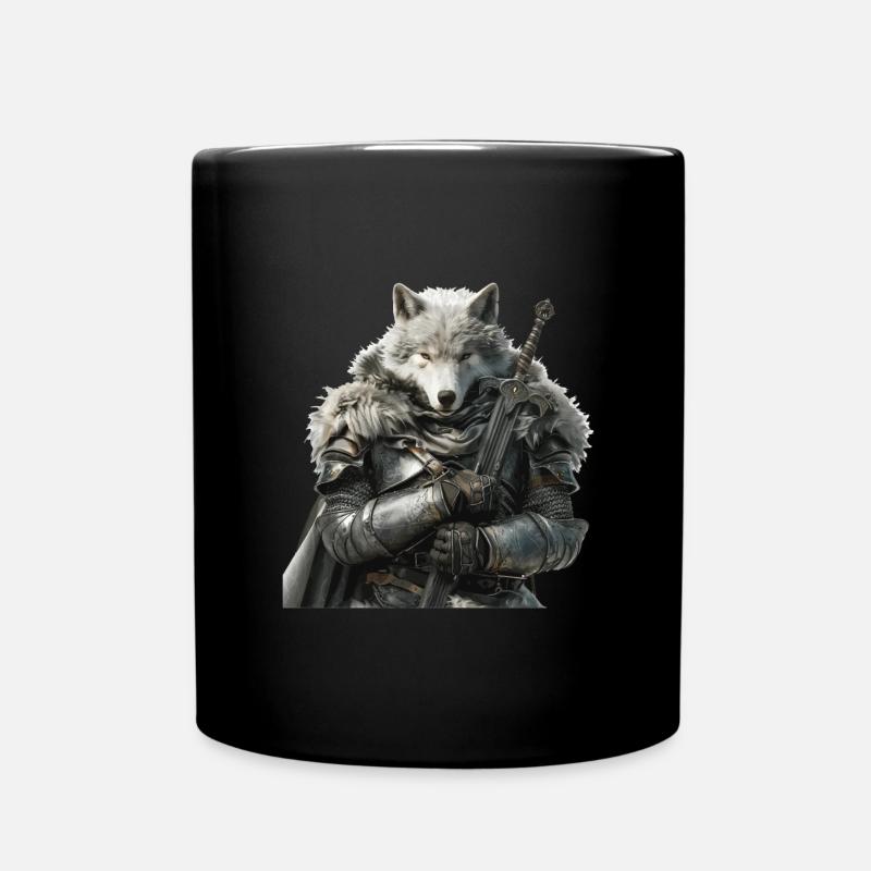 Wolf Ritter Mittelalter - Tasse einfarbig - Schwarz