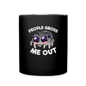 Die Leute ekeln mich an, Pet Spooder Jumping Spide - Tasse einfarbig - Schwarz - Vorne