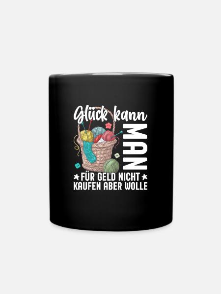 Nadeln Handarbeit Wolle Hobby Stricken Rente - Tasse einfarbig - Schwarz