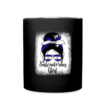 Salvadorianisches Mädchen Messy Bun Damen El Salva - Tasse einfarbig - Schwarz - Vorne