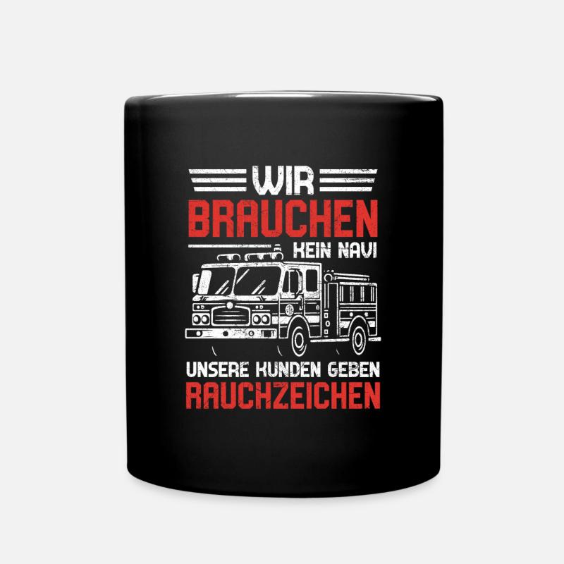 WE DON'T NEED A sat nav fire brigade - Full Colour Mug - black