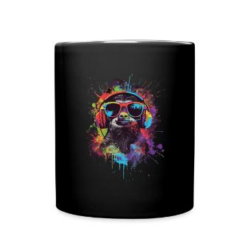 Faultier - Tasse einfarbig - Schwarz - Vorne