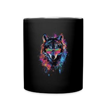 Wolf - Tasse einfarbig - Schwarz - Vorne