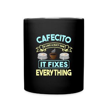 Cafecito Lover Drinking Cafecito Mix Cuban Coffee - Full Colour Mug - black - Front