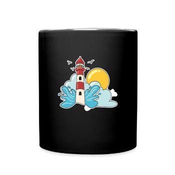Retro Leuchtturm - Tasse einfarbig - Schwarz - Vorne