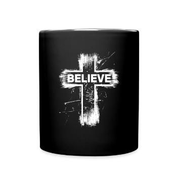 Believe Christen Kreuz Christ Religion Geschenk - Tasse einfarbig - Schwarz - Vorne
