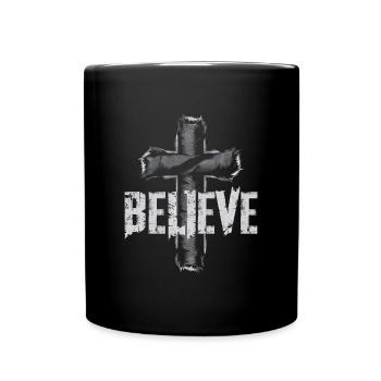 Believe Christen Christ Kreuz Religion Geschenk - Tasse einfarbig - Schwarz - Vorne