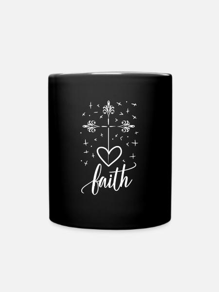 Faith Herz Christen Kreuz Christ Geschenk Religion - Tasse einfarbig - Schwarz