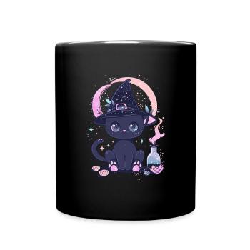 Chat Kawaii Sorcière Pastel Goth Halloween - Mug uni - noir - Devant