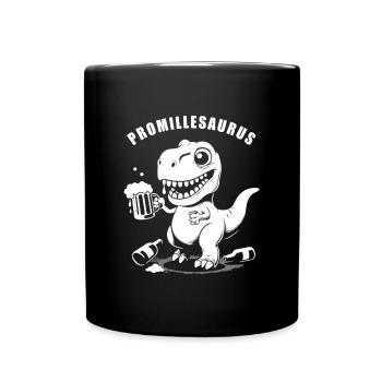 Lustiger betrunkener Dinosaurier: Promillesaurus - Tasse einfarbig - Schwarz - Vorne
