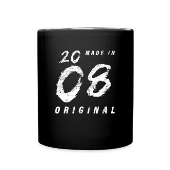 Made In 2008 Original Birthday Grunge Distressed - Full Colour Mug - black - Front