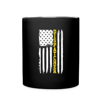 Dispatcher Notruf mit amerikanischer Flagge - Tasse einfarbig - Schwarz - Vorne