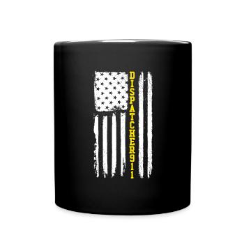 Dispatcher Notruf mit amerikanischer Flagge - Tasse einfarbig - Schwarz - Vorne