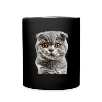 Schottische Faltohrkatze - Tasse einfarbig - Schwarz - Vorne