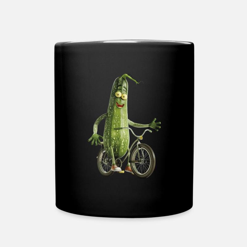 Zucchini Bicycle - Full Colour Mug - black