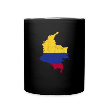 Kolumbien-Karte und Flagge stolze kolumbianische W - Tasse einfarbig - Schwarz - Vorne