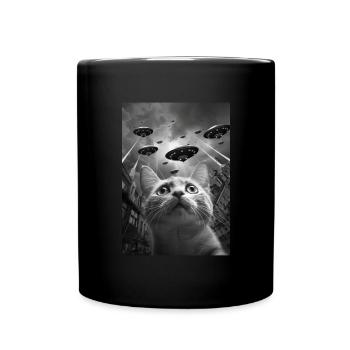 Chat selfie OVNI - Mug uni - noir - Devant
