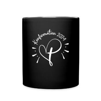 Konfirmation 2024 Mädchen Kirche Glaube Kreuz Herz - Tasse einfarbig - Schwarz - Vorne