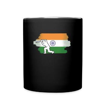 Indien-Flagge-Cricket-Spieler Indische Cricket-Fan - Tasse einfarbig - Schwarz - Vorne