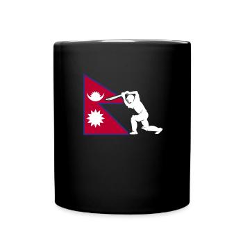 Cricket-Spieler mit nepalesischer Flagge, nepalesi - Tasse einfarbig - Schwarz - Vorne
