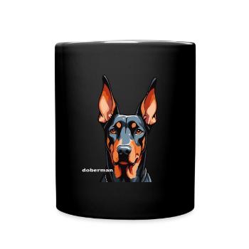 Dobermann Haustier Dobie Dobermann - Tasse einfarbig - Schwarz - Vorne