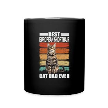 European shorthair dad cat - Full Colour Mug - black - Front