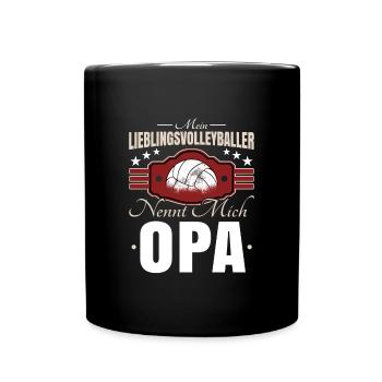 Volleyball Opa - Tasse einfarbig - Schwarz - Vorne