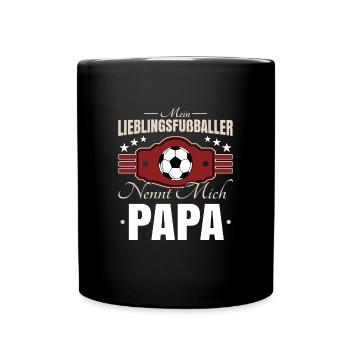 Fußball Papa - Tasse einfarbig - Schwarz - Vorne